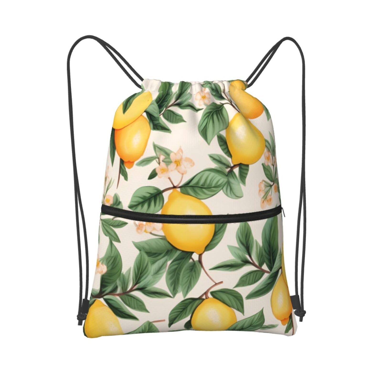 Drawstring Backpack Sports Gym Bags Draw String Bag Lemons and lemon leaves Drawstring Bags for Women Men Sackpack