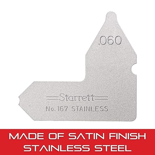 Miniatura 42 de Starrett Medidor de radio individual para radios convexos y cóncavos, ideal para carpinteros y construcciones, acero inoxidable, calibre de radio
