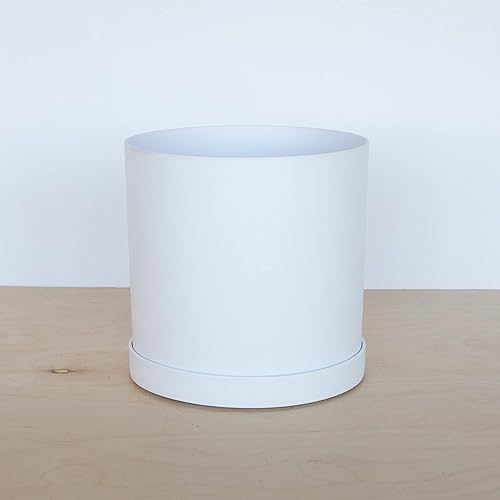 Miniatura 4 de Bloem Mathers - Maceta redonda con bandeja para platillo 12 pulgadas, diseño moderno, maceta de plástico duradera, platillo extraíble, para uso en