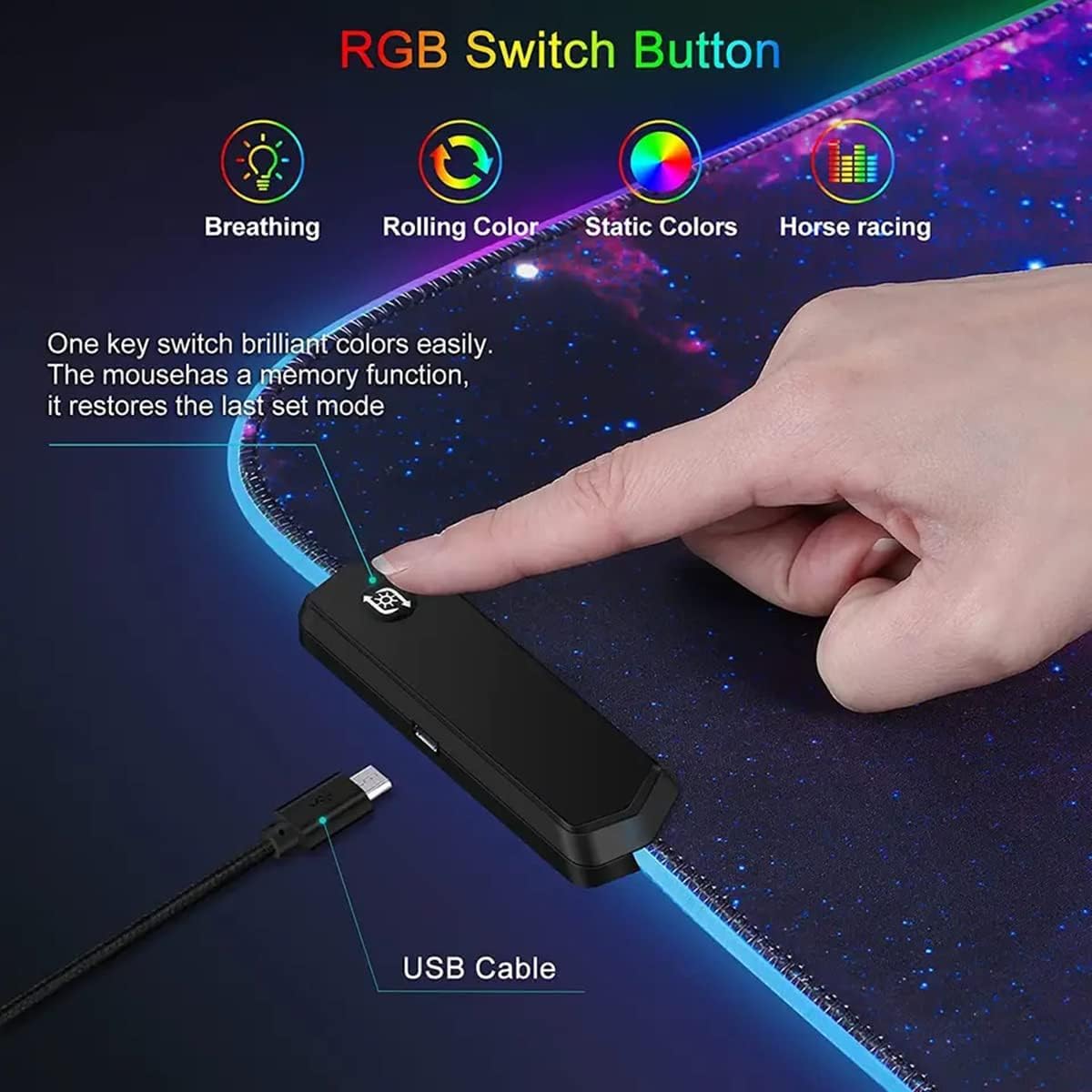 RGB Tappetino Mouse Gaming - Grande Tappetino per Mouse LED XXL 800x300mm, 12 RGB Effetti Luce Mouse Pad da Gioco Base di Gomma Antiscivolo per Tastiera, Laptop,Computer, PC, Gamer