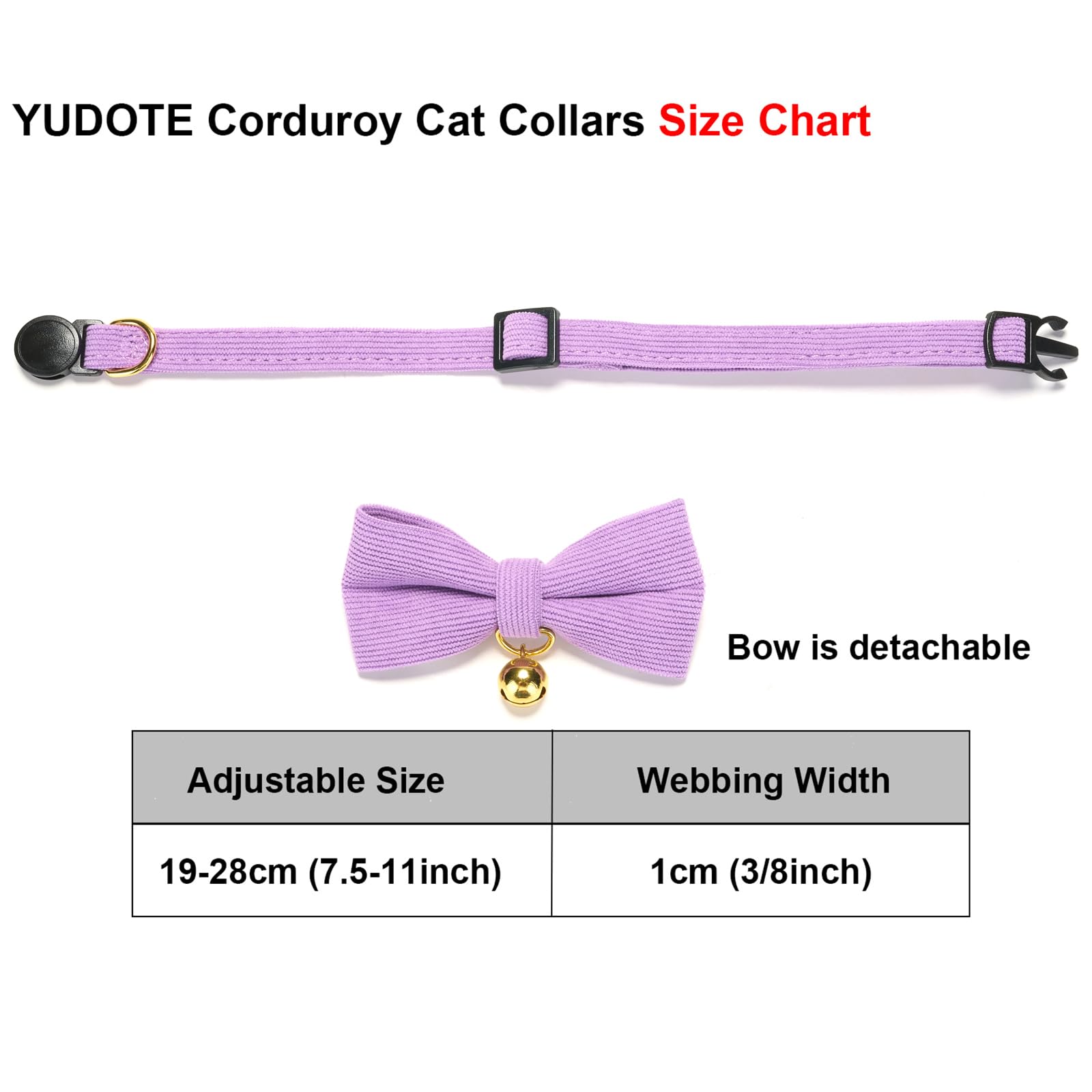 Collare Per Gatti YUDOTE Con Papillon - Cotone Morbido, Fibbia Sicurezza E Campanella, 2 Pezzi - Foto 5