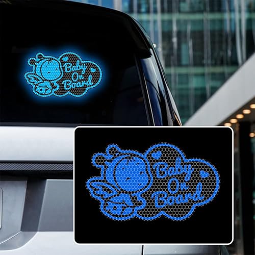 Miniatura 6 de 2 calcomanías reflectantes para automóvil de bebé a bordo, calcomanías reflectantes para ventanas de automóvil, calcomanías de advertencia de