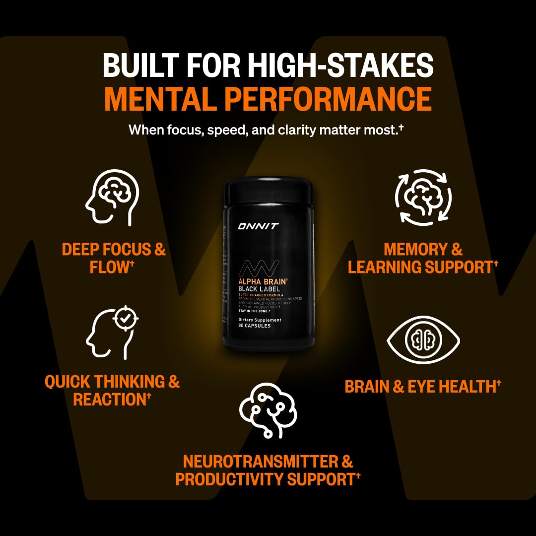 ONNIT Alpha Brain Black Label Nootropic, Citicoline & Lions Mane, 80 Count — Amazon image 5