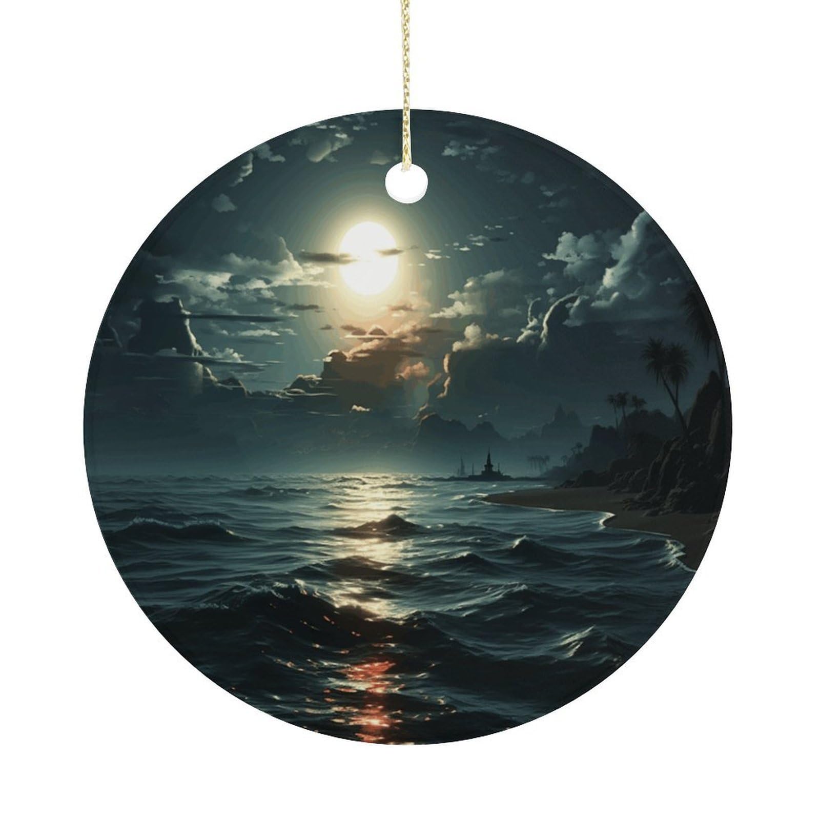 Adfgyerh Women's Style Sea Moon Hanging Ceramic Ornaments, Christmas Tree Decorations, Funny Home Decor Gifts For Sisters & Work Best Friends