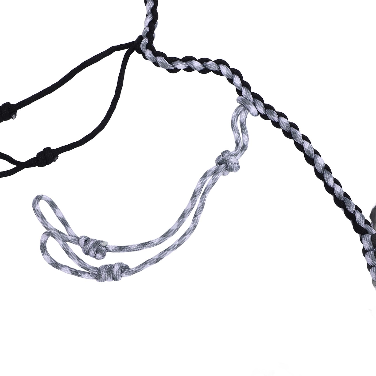 Cordino per richiamo per anatre, portatile, in paracord intrecciato di nylon con anelli per attività all'aperto. (Nera)