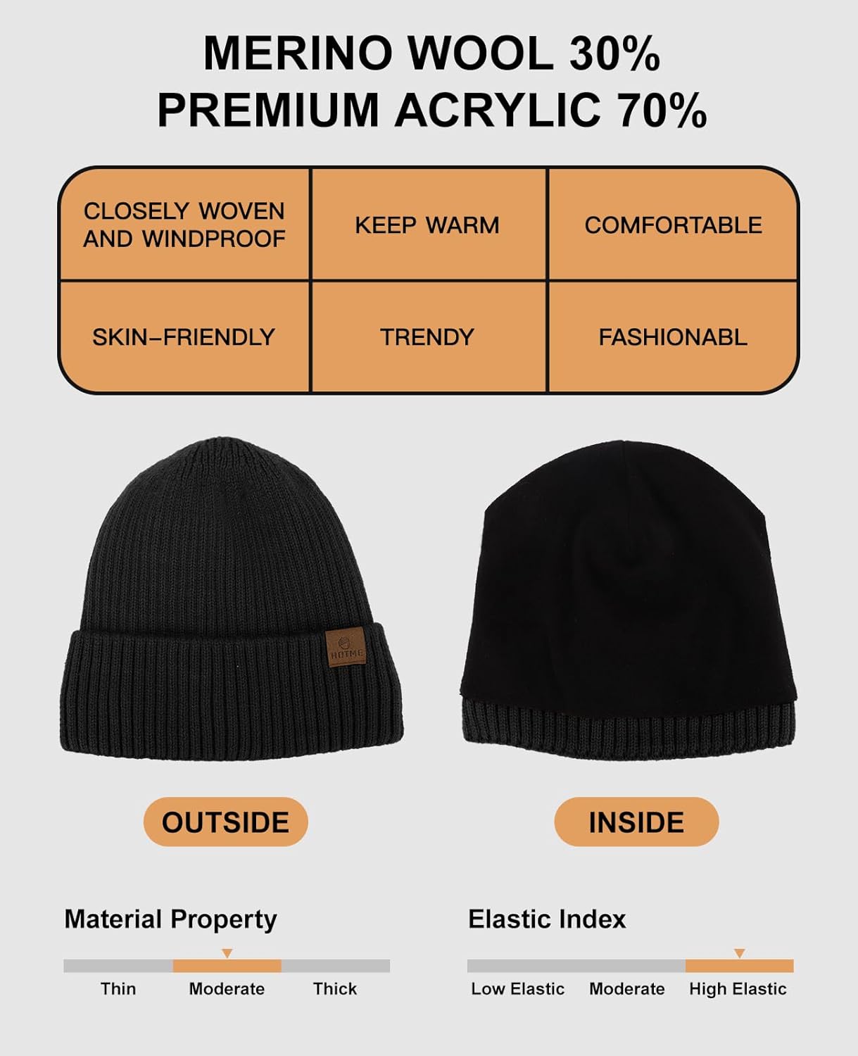 Oversized XXL Beanie Hat for Men Women, Large Winter Stocking Caps for Big Heads, Warm Fleece Lined Stretchy Wool Hat - Image 2