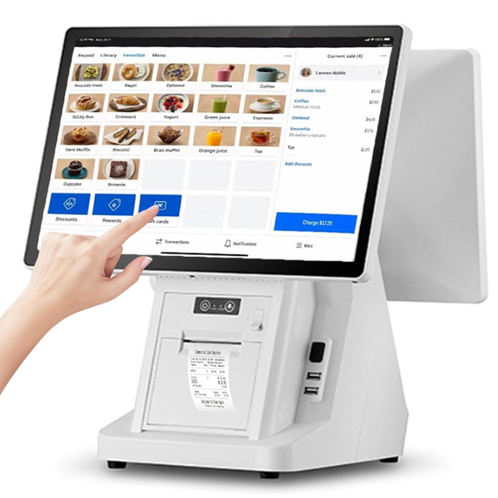Caisse enregistreuse à Double écran Tactile, Caisse enregistreuse Intelligente Tout-en-Un, Double écran Tactile de 15,6 Pouces, pour Le Commerce de détail, la Restauration 4G64G-80mm