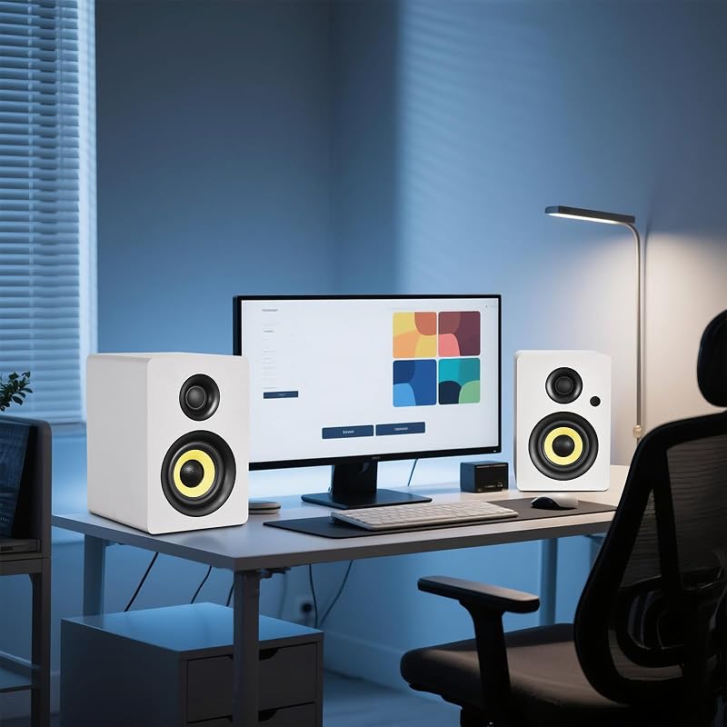 Sanyun SW206 80W Aktív Polc Hangfal - Studio Monitor és HiFi Mód, Bluetooth 5.0 - 4", SW206 White