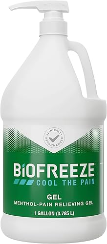 Gel Biofreeze para alivio del dolor de artritis botella de 1 galón con dosificador de acción rápida y alivio prolongado del dolor por enfriamiento