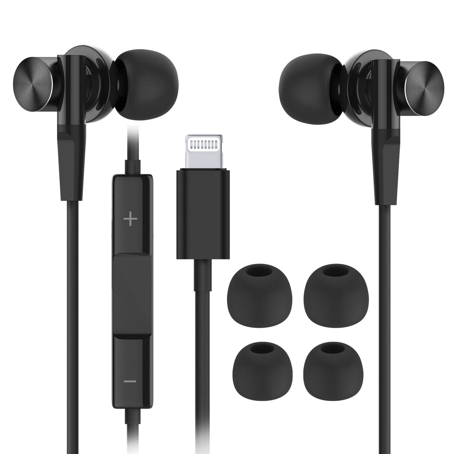 Lightning Headphones with Connector, Microphone - MFi Certified Wired in Ear Earbuds, HiFi Stereo Earphones for Apple iPhone 11 Pro iPhone X/XS Max/XR iPhone 8/8 Plus iPhone 7/7 Plus/iPad/iPod,202