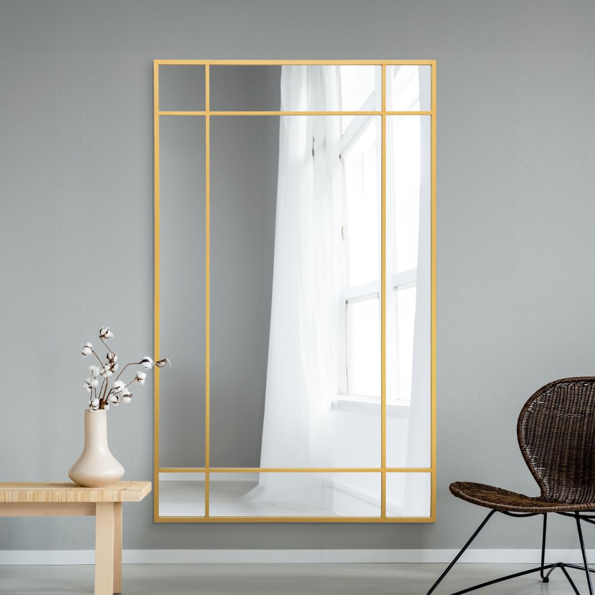 The Fenestra New Extra Large Gold Contemporary Mirror - 71"" X 43"" 180 x 110cm
