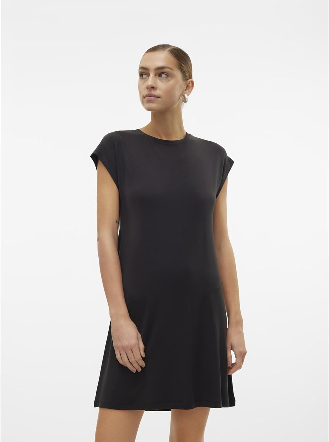 VERO Moda Women's Vmava SL Knee Dress JRS Noos Keid L Black