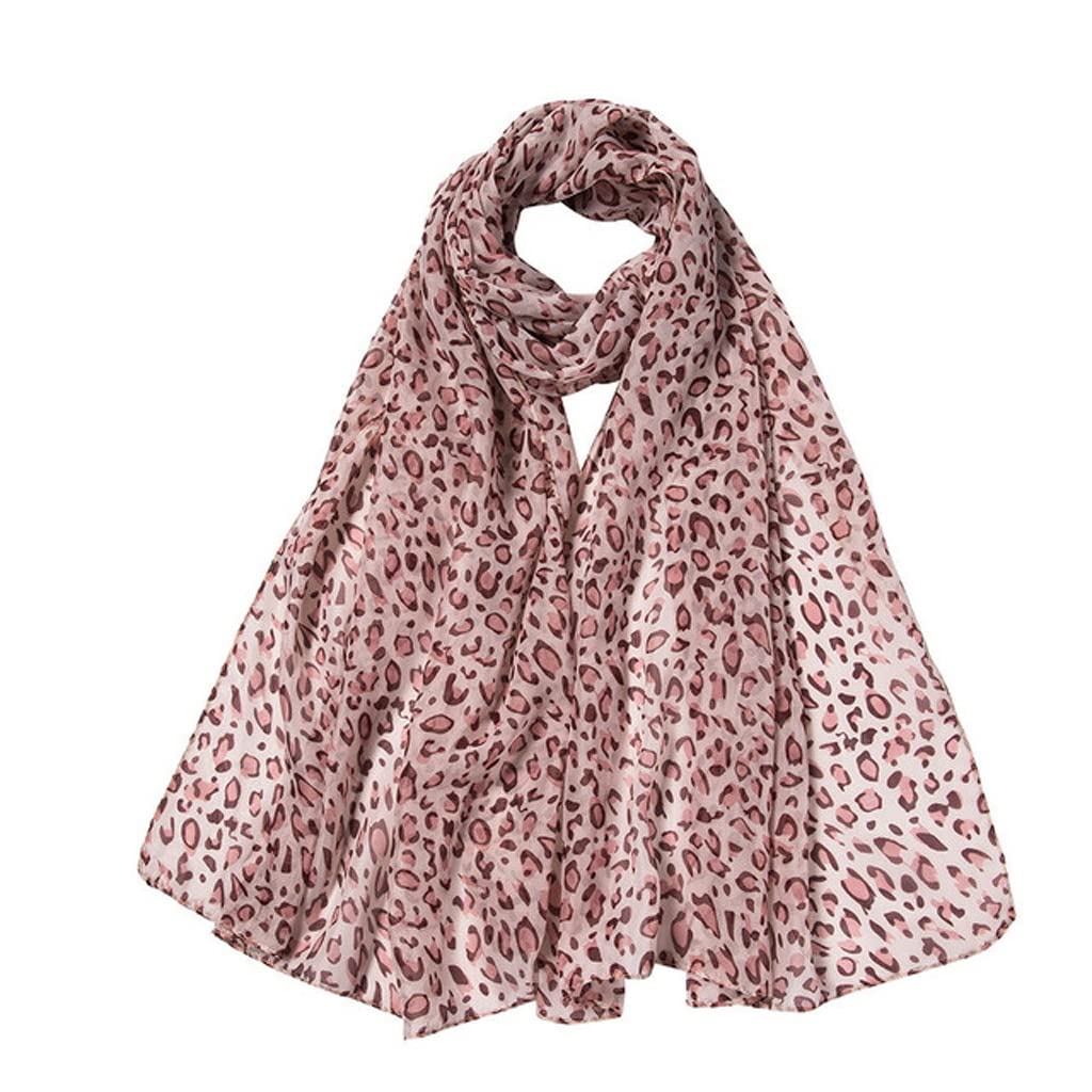 Sciarpe da Donna in Chiffon a Pois, Sciarpa di Seta, Stampa Leopardata, Lunga e Morbida, Scialle da Spiaggia Vintage Leggero (b 160 X50cm) (c