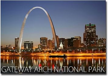 Gateway Arch National Park St. Louis, Missouri Night Fridge Magnet Size 2.5" x 3.5"
