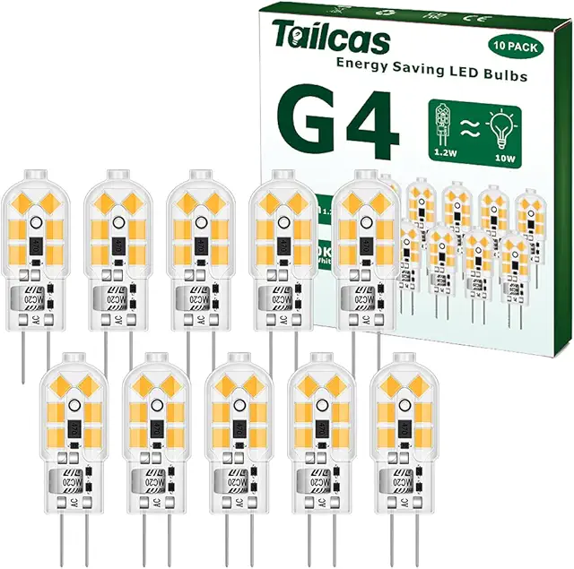 Tailcas G4 LED Lampe Warmweiß, 1.2W 12V, 6er Pack für Halogenersatz