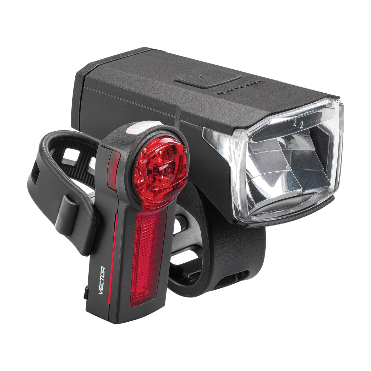 TRELOCK Zestaw świateł rowerowych LS 440 Light Hammer 40 LUX + LS740 tylne światło – funkcja ładowania USB – zasięg widzenia 60 m – wskaźnik baterii – dopuszczenie do ruchu drogowego