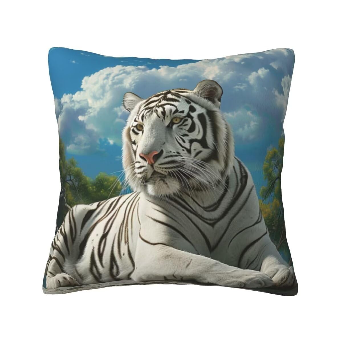 Taie d'oreiller housse de coussin tigre blanc velours de qualité supérieure