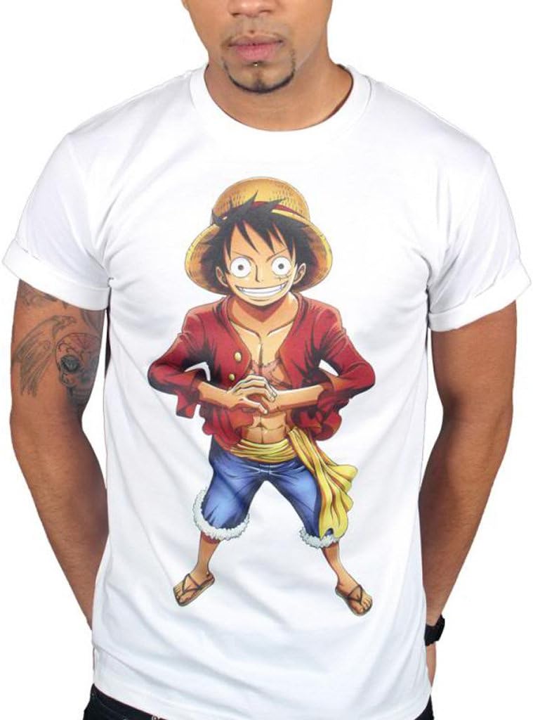 Tru Designz Men's Luffy One Piece Graphic T-Shirt Anime Comic Retro Vintage Cartoon Pirates Hat