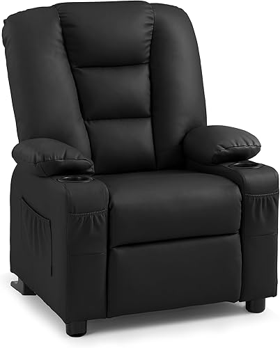 Miniatura 37 de MCombo Sillón reclinable para niños grandes a partir de 3 años, silla reclinable para niños pequeños con portavasos, piel sintética, 7322 (violeta)