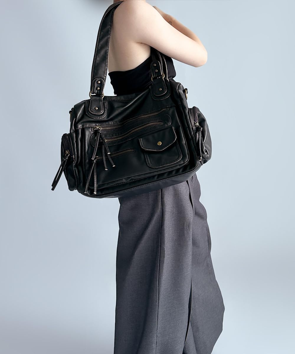 Retro-Handtasche mit Tragegriff für Damen, Leder, Hobo-Umhängetasche, Vintage-Handtasche, mehrere Taschen, Crossbody-Shopper