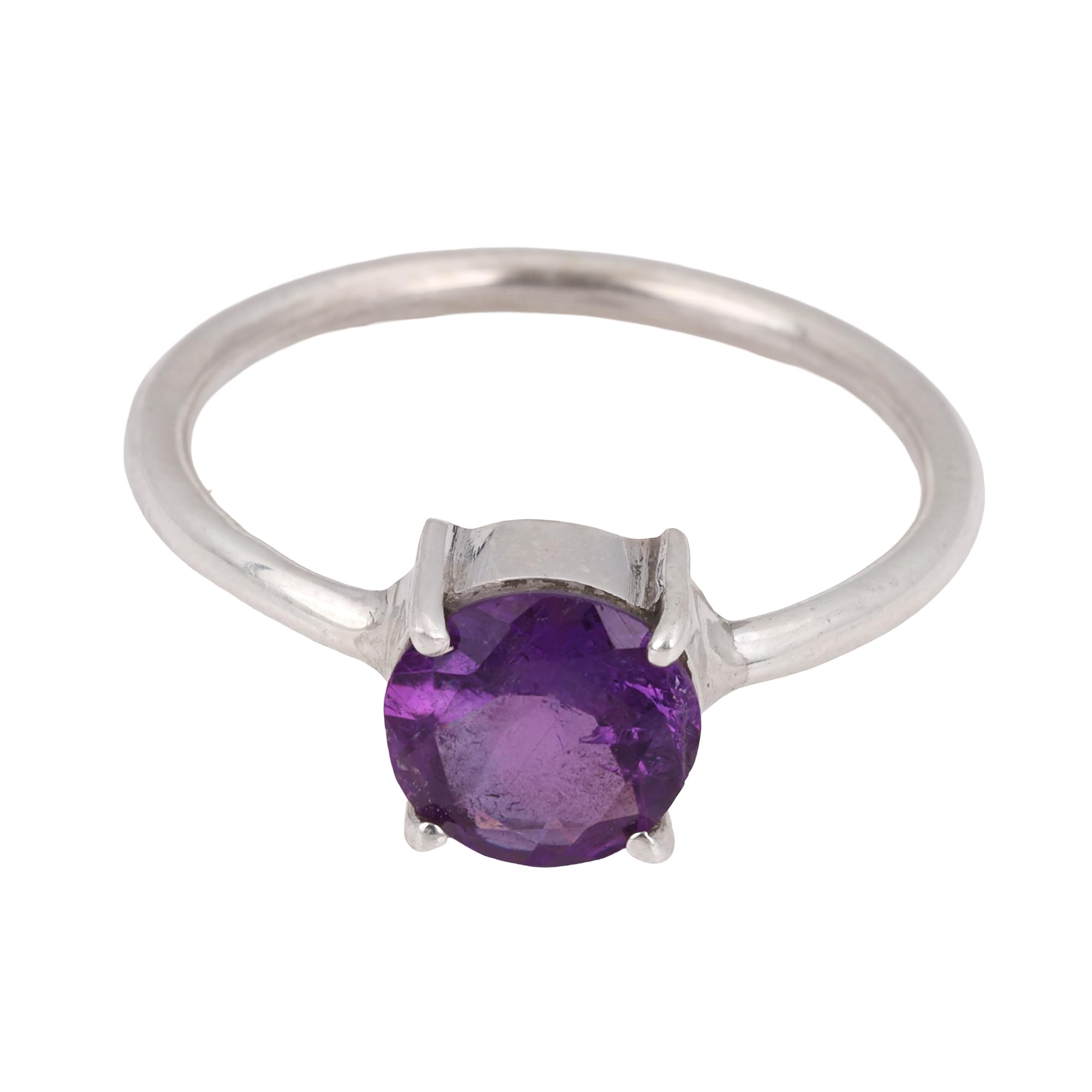 Meadows Anillo de plata de ley 925 con amatista facetada, hecho a mano, para mujer