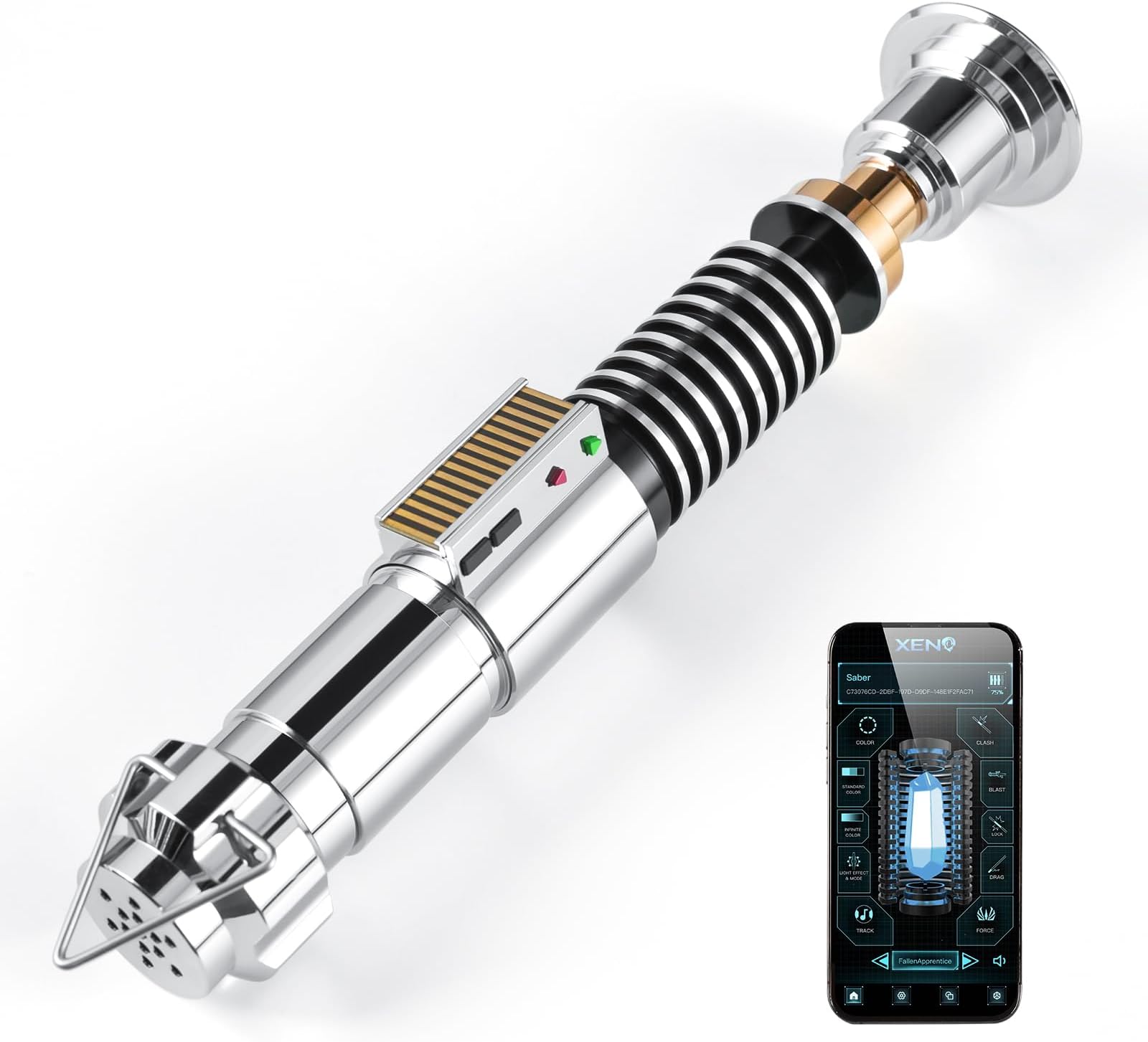 CUSTOM SABER Sensitive Smooth Swing Xenopixel 3.0 Light Saber with 34 Set Sound Fonts, Motion Control Light Saber, Rechargeable, Infinite Color Changing Luke V2 Toy Tool