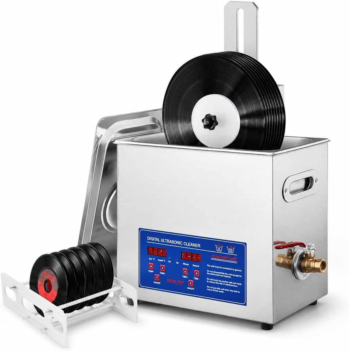 Sistema di pulizia per dischi in vinile – Pulitore automatico su entrambi i lati con timer per una manutenzione efficiente e una qualità del suono superiore, pulisce fino a 8 dischi