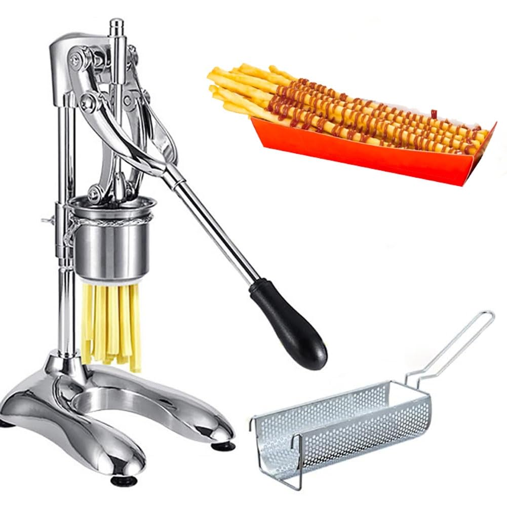 Máquina para freír con cesta para freír, extrusora de patatas de acero inoxidable para prensar y dar forma uniformemente, 12 agujeros para patatas fritas perfectas