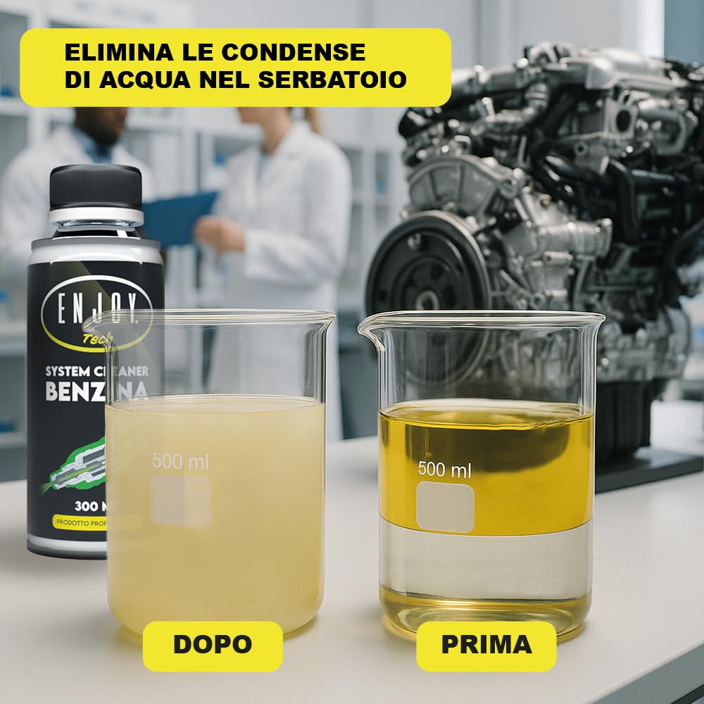 ENJOY TECH System Cleaner Benzina 300 ml | Additivo per Motori Benzina | Pulisce Iniettori, Riduce Consumi e Fumosità e Migliora Avviamento e Prestazioni | Made in Italy