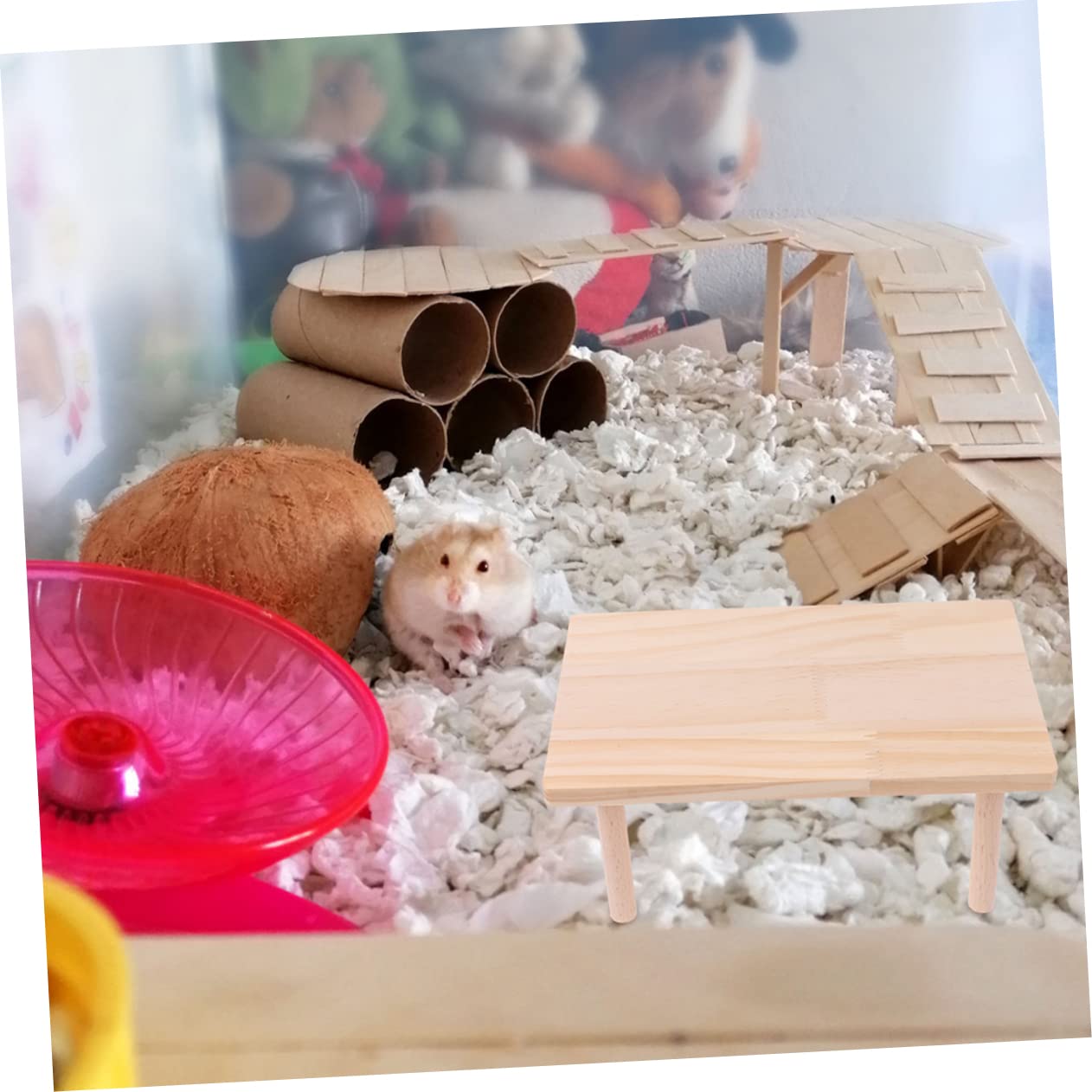 COLLBATH Hamster Holzplattform Stabile Spiel und Kletterplattform für Kleintiere Beißfest Fördert Bewegung und Koordination als Käfigzubehör für Hamster und Kleine Haustiere