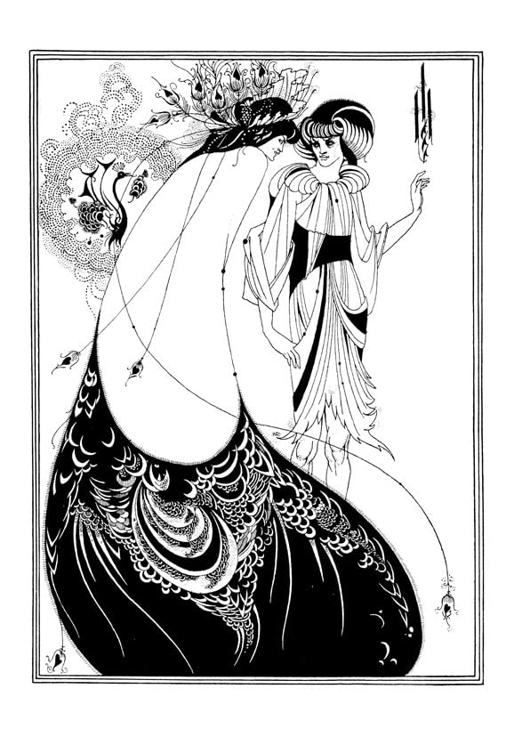 Illustration jupe de paon Salome Spiffing Prints, prestige d'une affiche grand format mat encadré