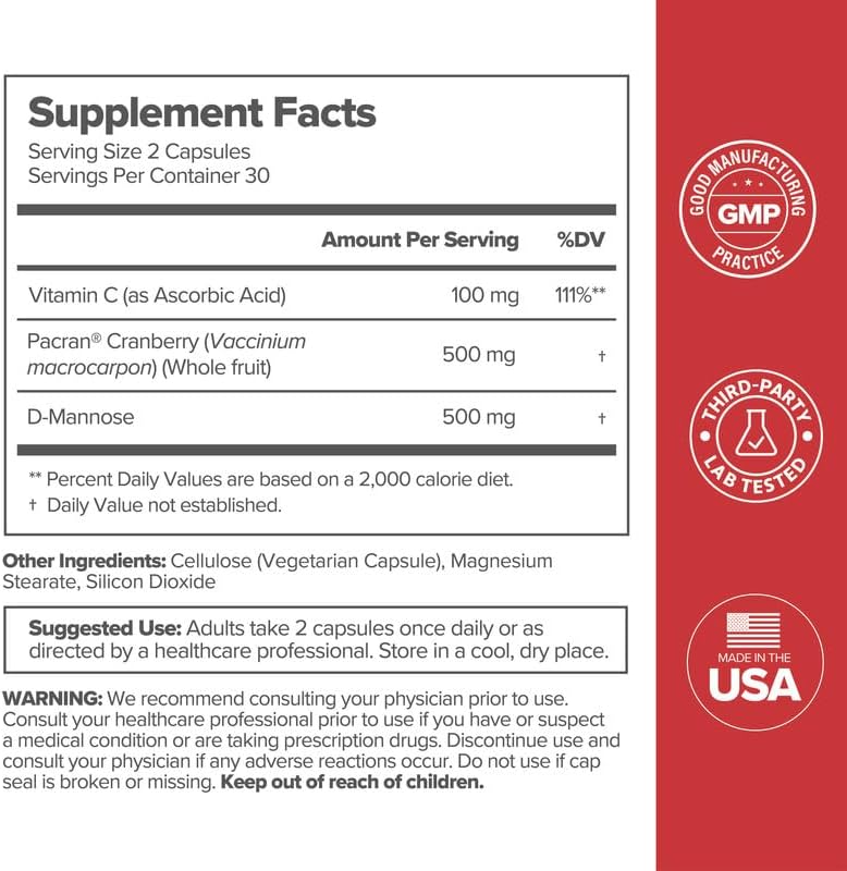 O Positiv URO Urinary Tract Health Supplement for Women, 60 Count (Pack of 1) - Urinary Support Vitamins with Pacran Complete Cranberry Extract, D-Mannose, & Vitamin C - Vegan & Gluten-Free - Image 5