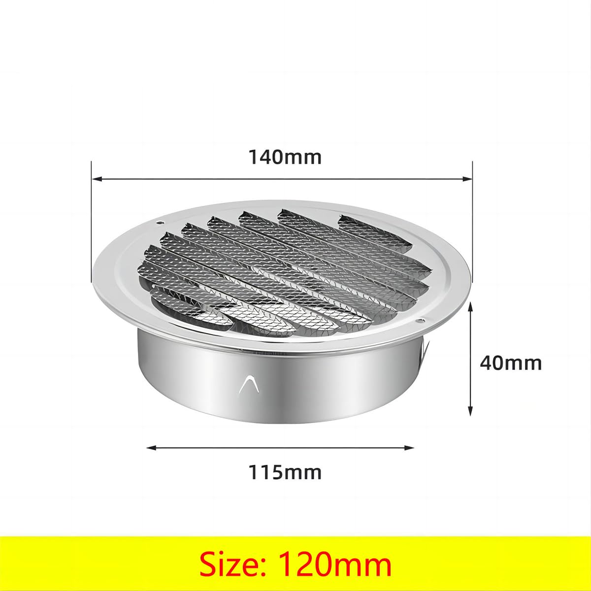 Qrity 304 Stainless Steel Round Ventilation Grill Screen Hood 120mm, Round Extractor Fan Vent Cover Grille Louvre - Image 2