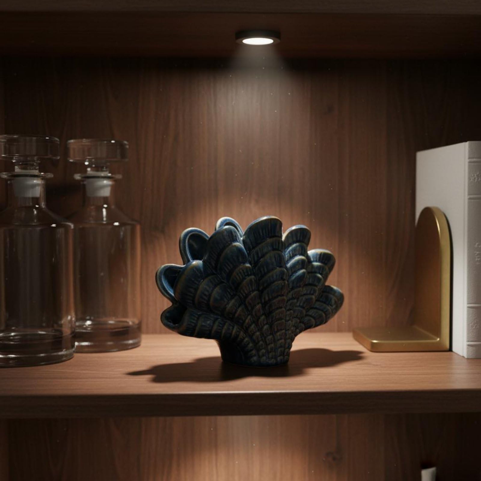Abstracte Kunst Skulptur Muschelfigur Dekoobjekt Tischornament Wohnakzent mit Sanfter Bewegungswirkung für Wohnzimmer Schlafzimmer Flur Büro Geeignet, HP1049 Muschel Groß Ofenwechselblau