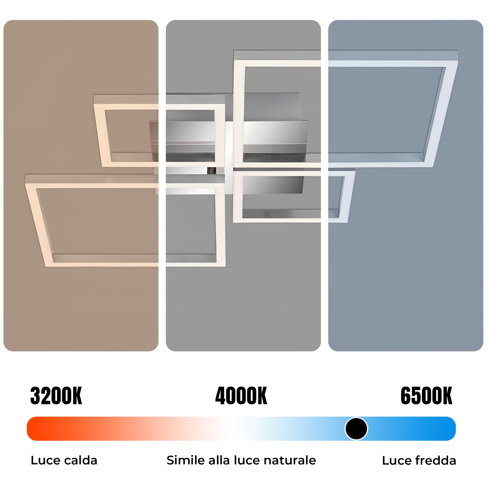 Arcadia Plafoniera Led Soffitto Moderna con Luce Calda e Fredda Dimmerabile, Telecomando e App per Cellulare - Lampadario Camera da Letto, Soggiorno, Cucina, Cameretta e Salotto - 4950LM 85 W 80 Cm