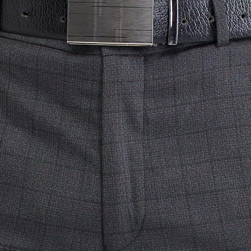 Image of Raymond Men's Slim Fit Checks Pattern Poly Viscose Blend Flat Front Formal Trouser