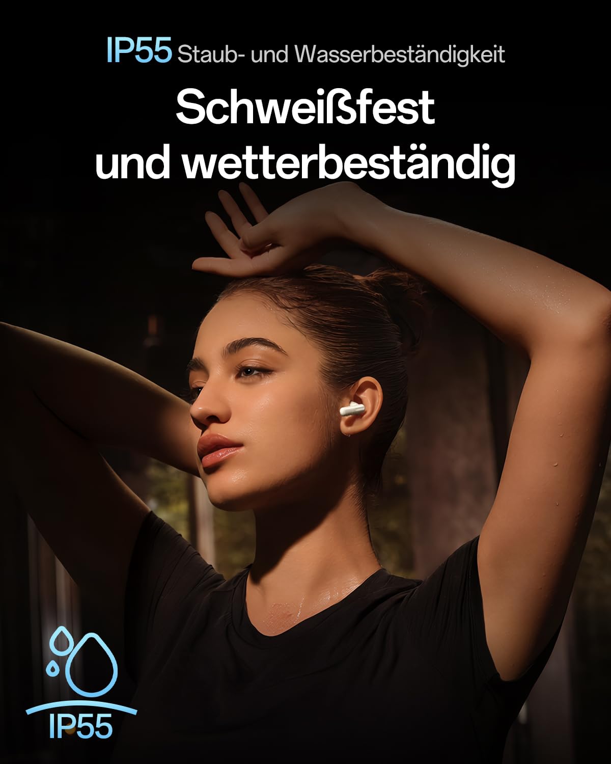 OPPO Enco Air5 Pro True Wireless Earbuds, Bluetooth 6.0 In-Ear Stereo, 55dB Aktive Geräuschunterdrückung, DREI-Mikrofon KI Anrufe, Hi-Res Audio, 54H Spielzeit, Tiefer Bass, IP55, Matte Black