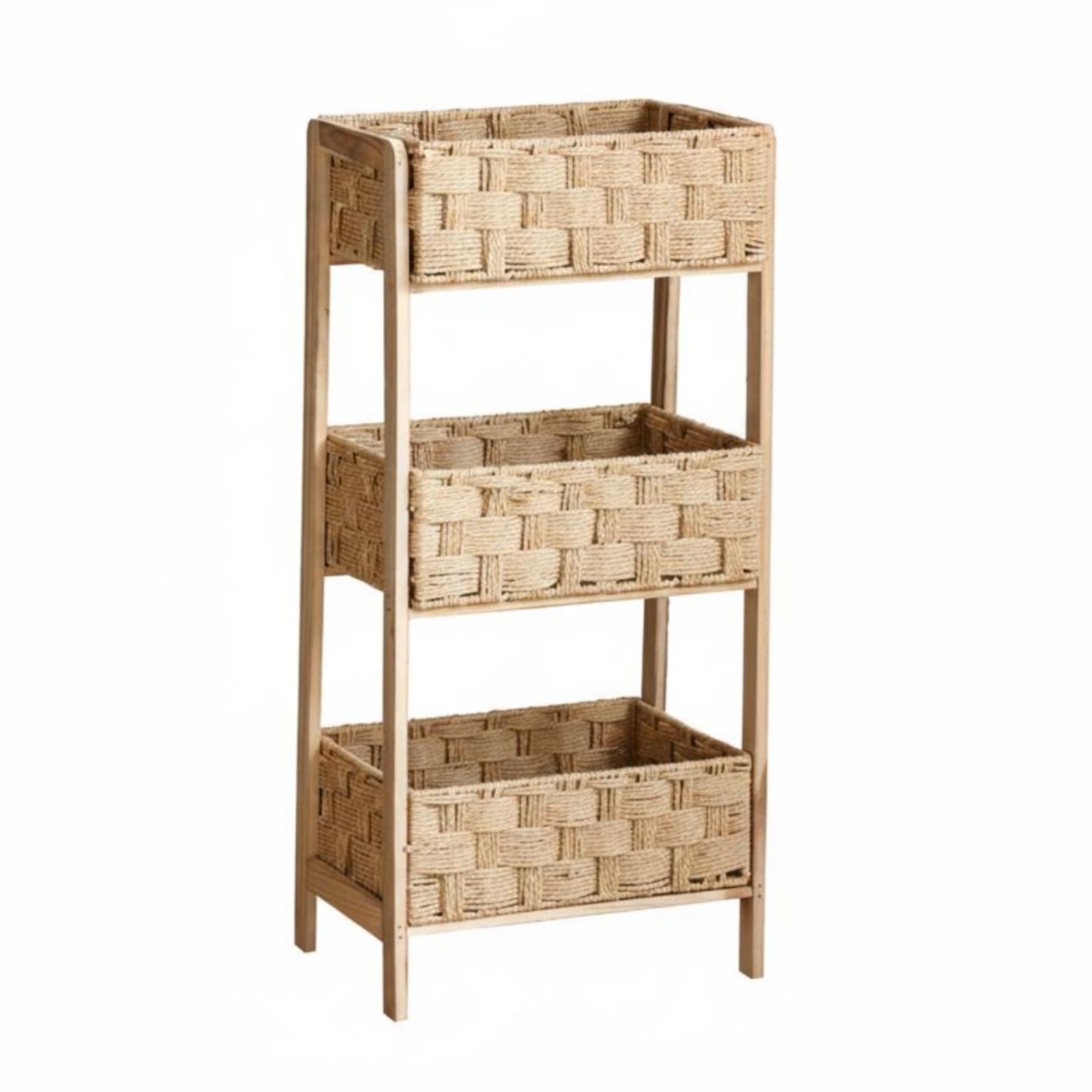 BNF®Natural Wood Woven 3-Layer Storage Rack | Handmade Rattan Basket Shelf for Living Room & Bedroom-picture-32