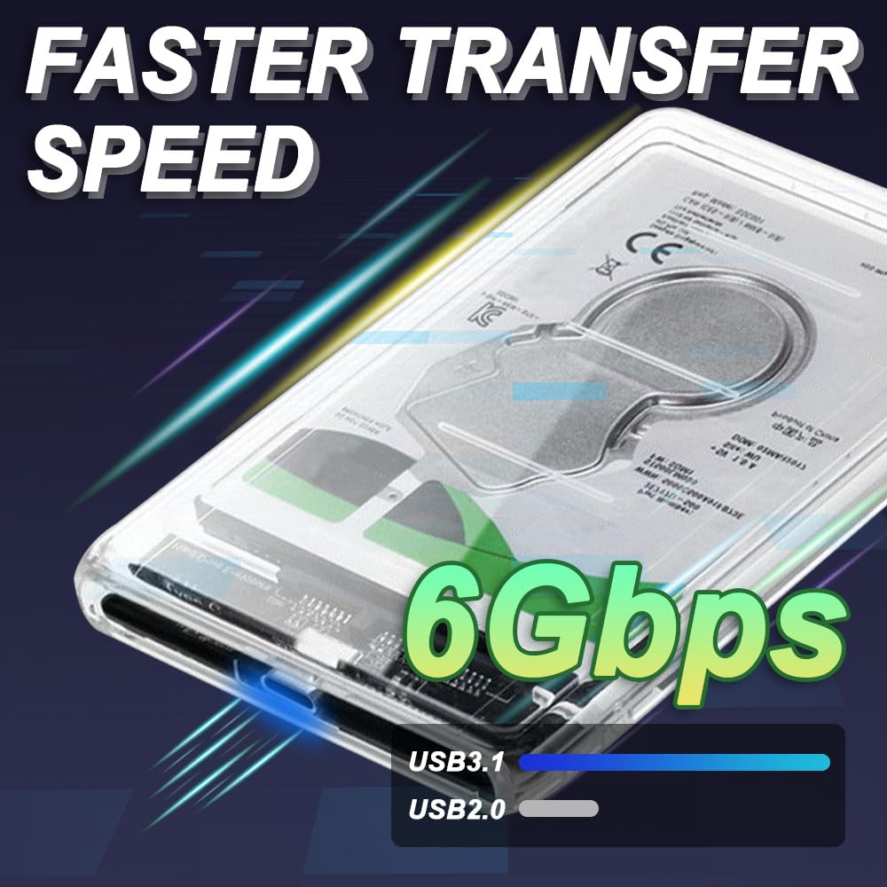 Xiatiaosann 6 Gb/s bez narzędzi USB 3.0 do SATA III 7 mm / 9,5 mm dysk twardy dysk twardy dysk twardy dysk twardy 2,5 cala UASP z przedłużaczem USB do typu C