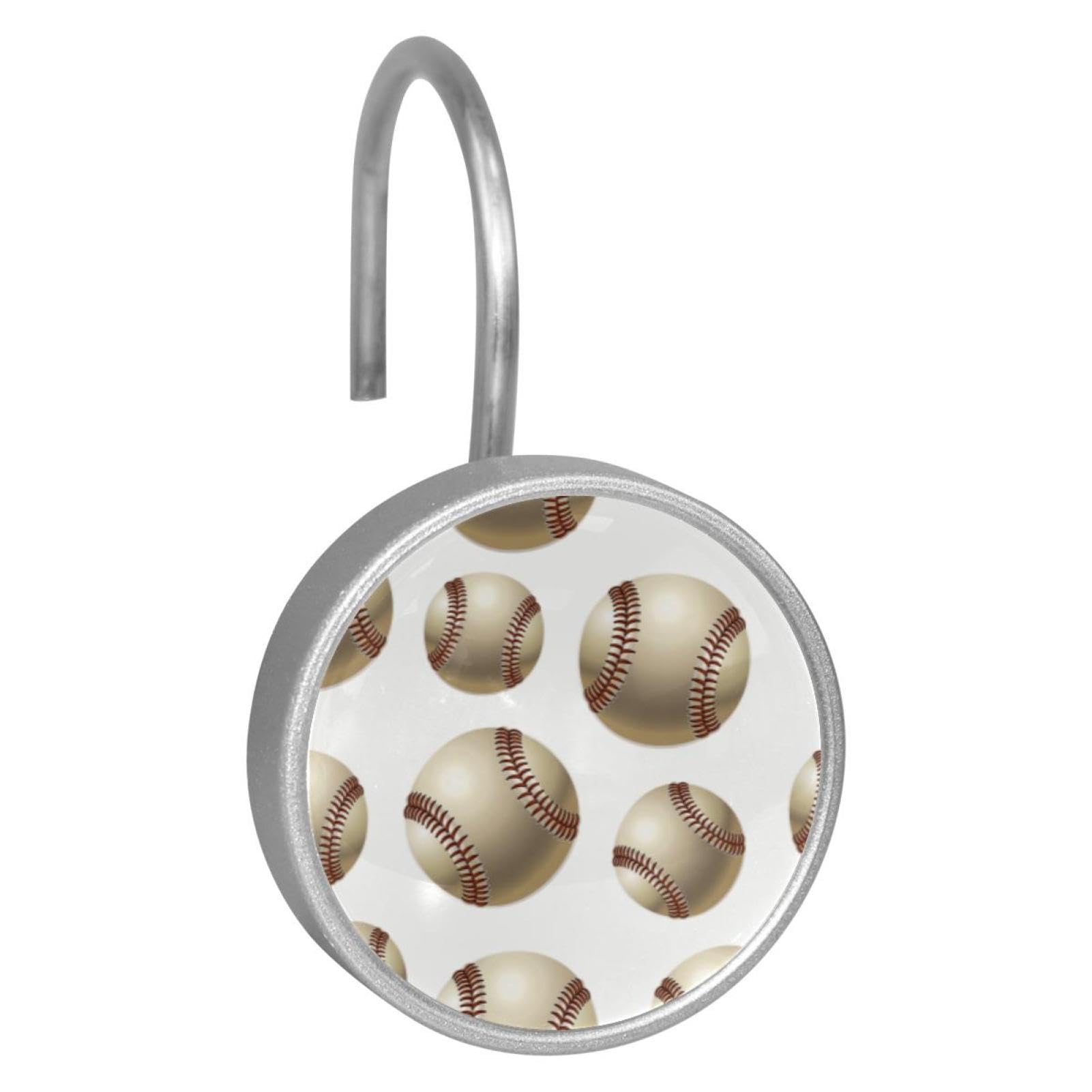 Crochets de rideau de douche baseball rigides en inox pour éviter la rouille
