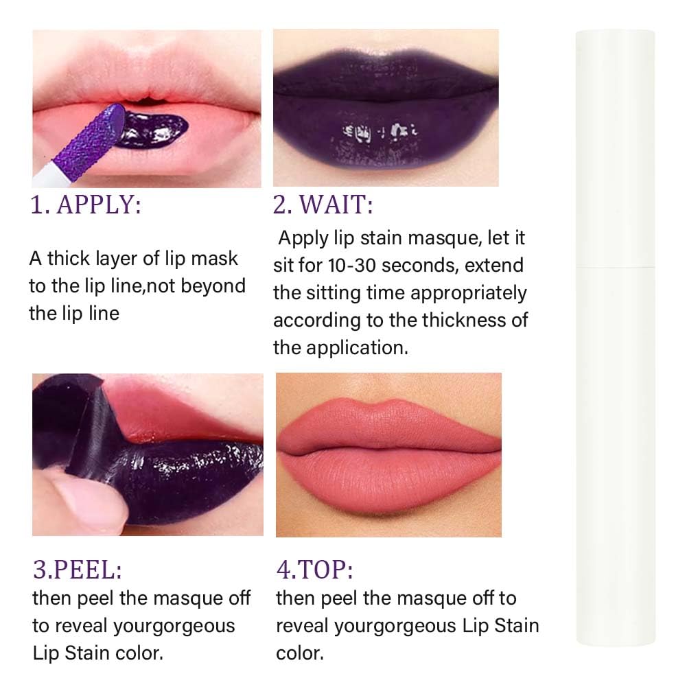 LOPHE Lip Stain Peel Off Masque, Long-Lasting Waterproof Tattoo Peel-Off Lip Stain - Image 4