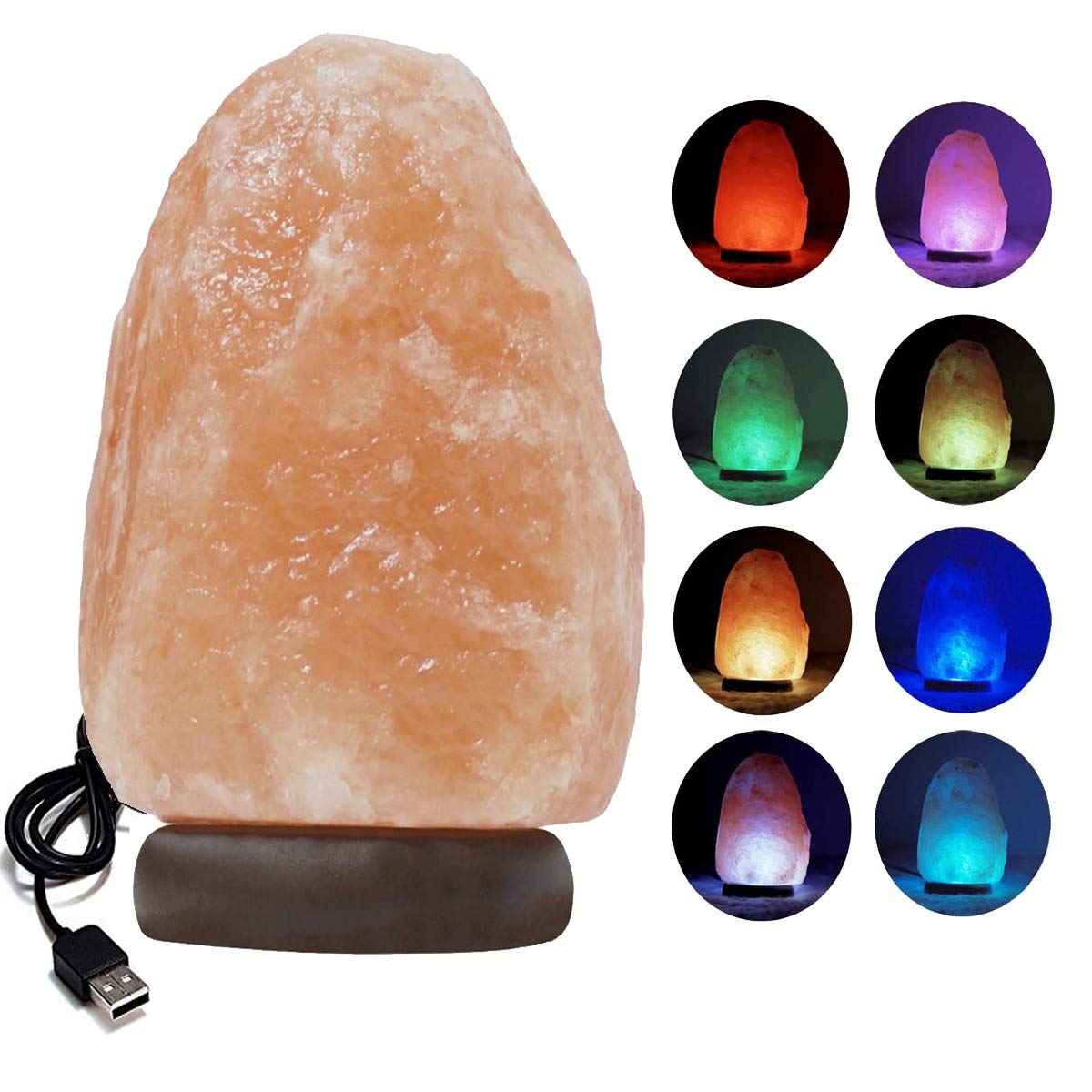 RXL Himalayan Natural Salt Lamp Pink Rock USB with Color Changing Lights Hand Crafted Salt Lamp from Crystal Rock Healing Ionizing 100% Guaranteed with Multiple Shapes (USB Pink Natural)
