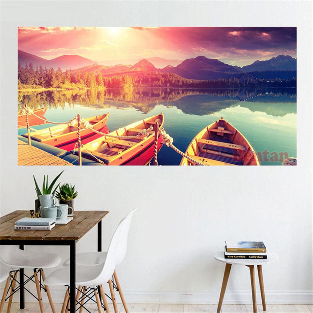 Broderie diamant carré grand format art mosaïque coucher de soleil - 7