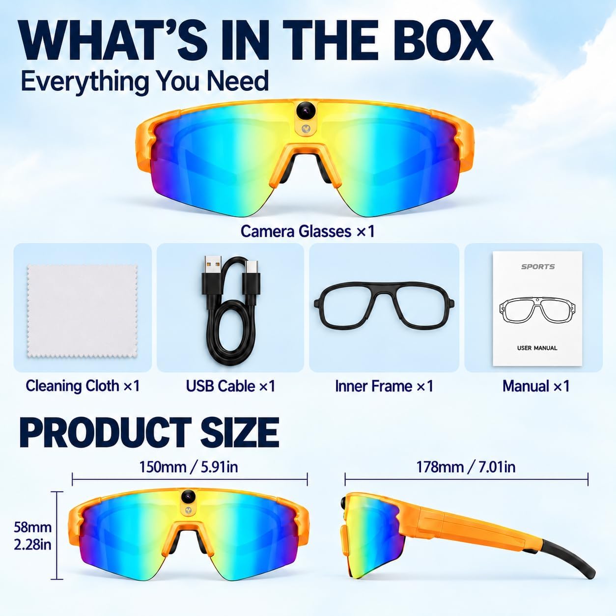 AI Smart Glasses with 8MP Camera, Sports Eyewear for TikTok Creators
