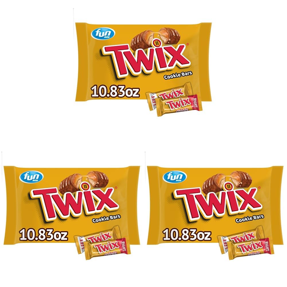 TWIX Fun Size Caramel Cookie Halloween Chocolate Bars - 10.83 oz Candy Bag (Pack of 3)