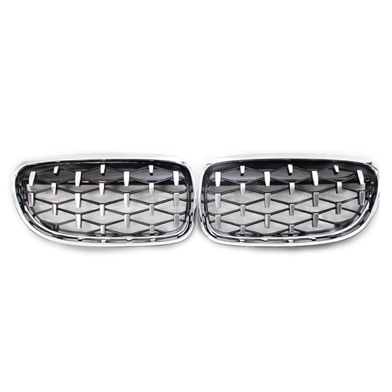 Calandre Avant BMW E90 E91 Série 3 Grilles Style Météore Argent Noir 2 Pcs - 4