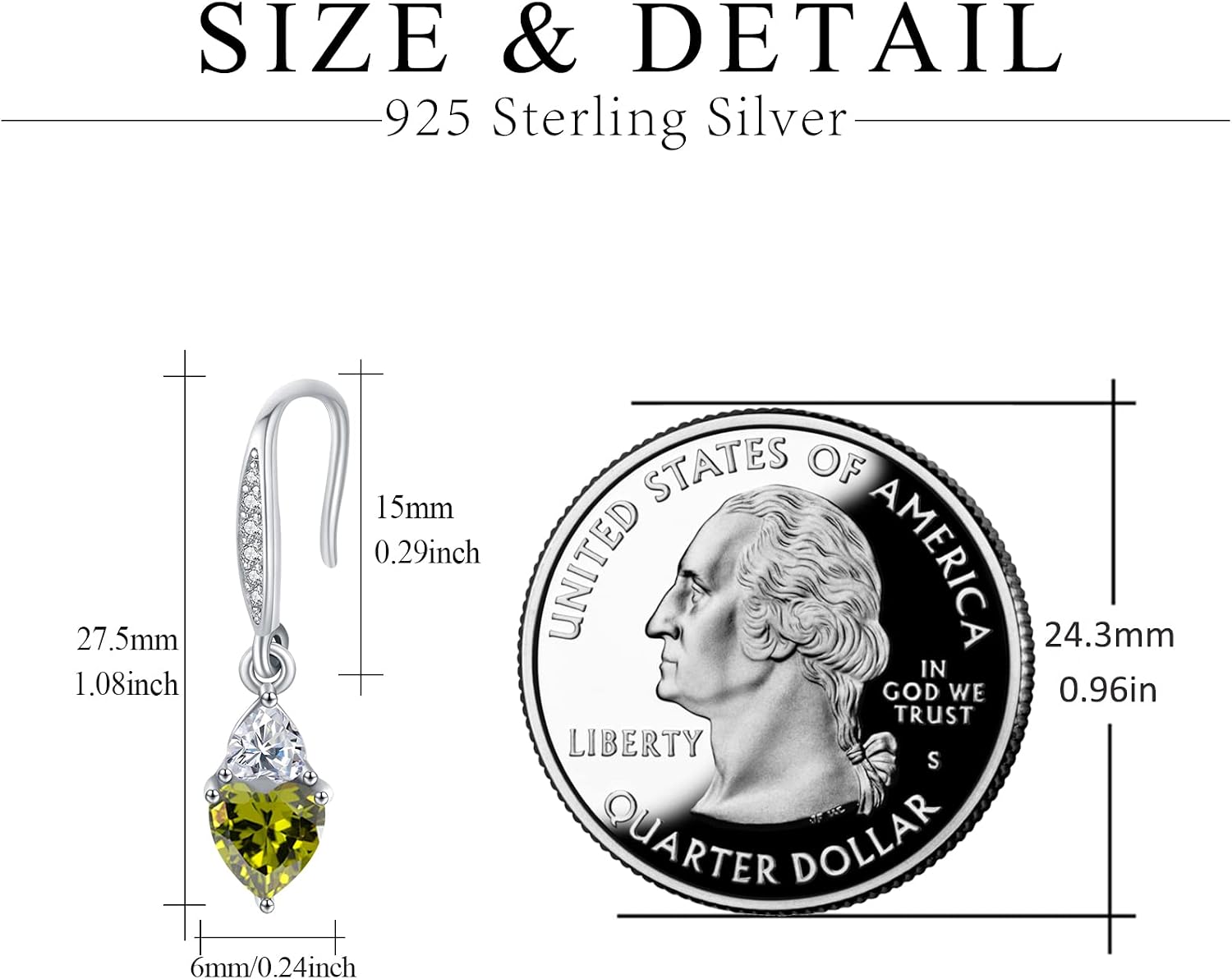 Birthstone Earrings Sterling Silver Cz Drop with Heart Birthstone Dangle Birthstone Jewelry Gifts for Women Girls Halloween Christmas Hypoallergenic