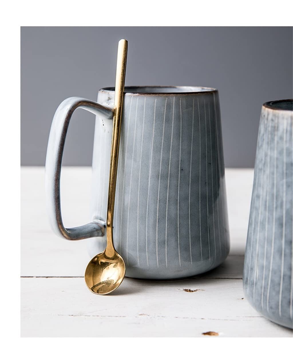 BBCBBZ 650 ml Europa Retro Kubek ceramiczny z łyżeczką Kawa Biuro Herbata Napój Drinkware Prezent dla par (D)