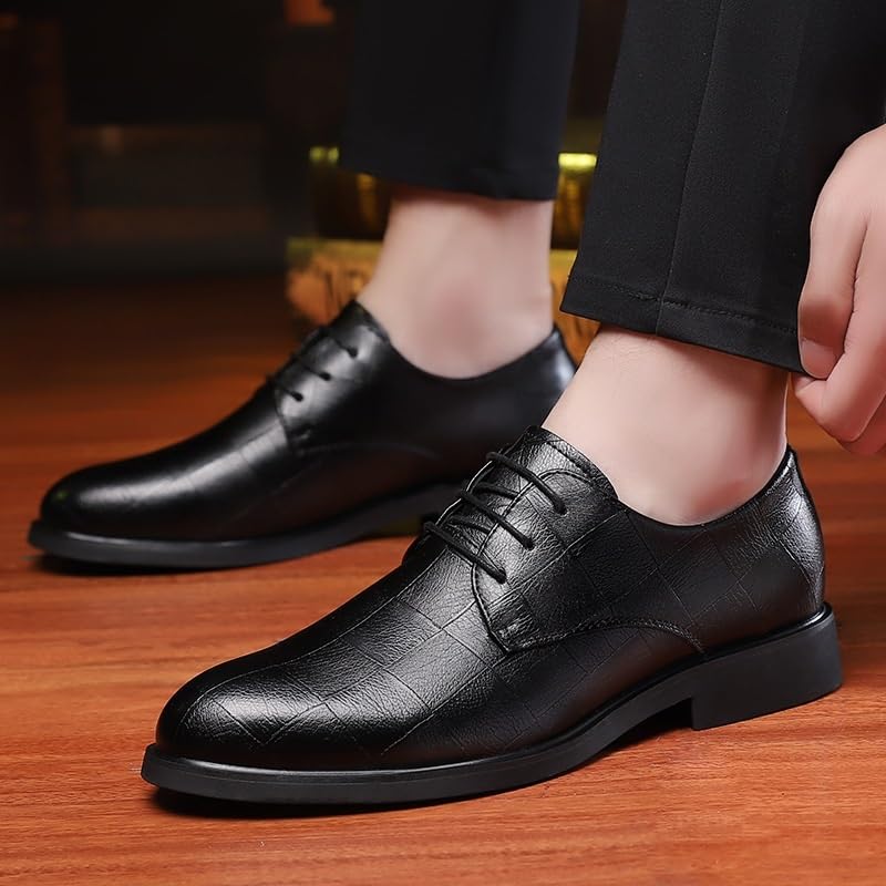 Uniform Mens Oxford Dress Shoes Luxury Leather Lace Up Plain Toe Business Slip Resistant Low Top Rubber Sole Non Slip Shoe3
