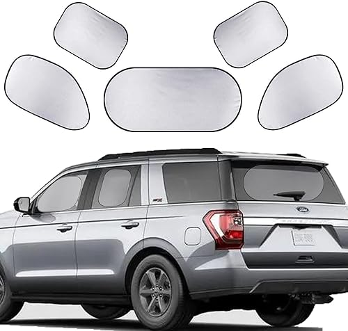 Tianmei Juego de 5 protectores solares para ventana lateral de automóvil y protector para ventana trasera, universal plegable contra rayos UV (juego